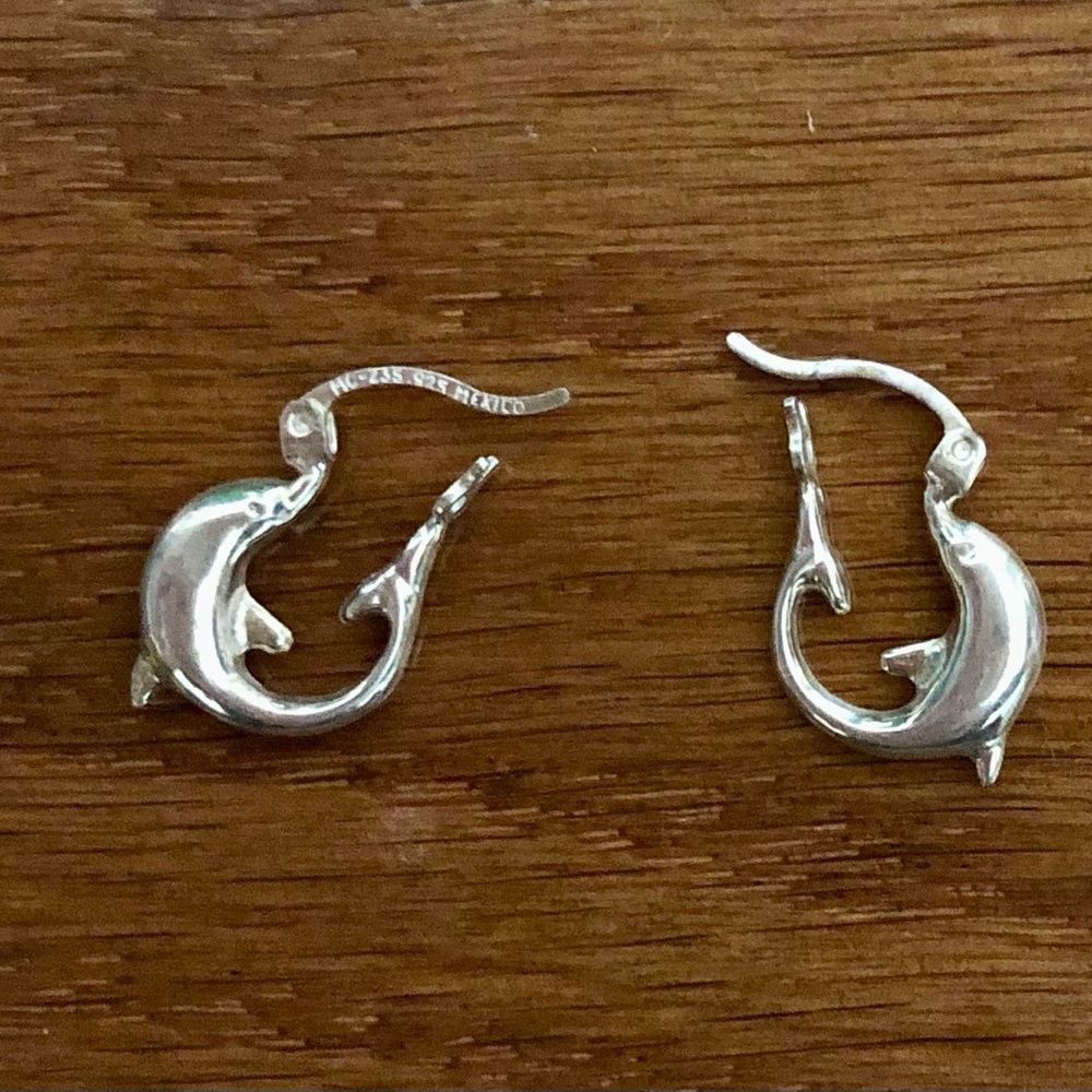 .925 Silver Dolphin Hoop Earrings